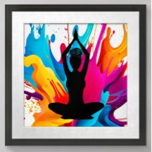 Prayer Pose Yoga woman braided bun Spiritual color