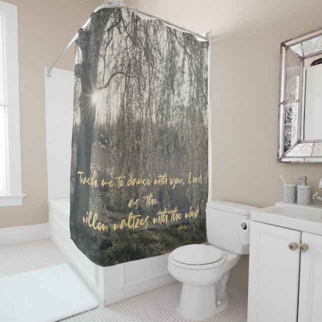Prayer Quote with Willow Tree Christian Shower Curtain (In Situ)