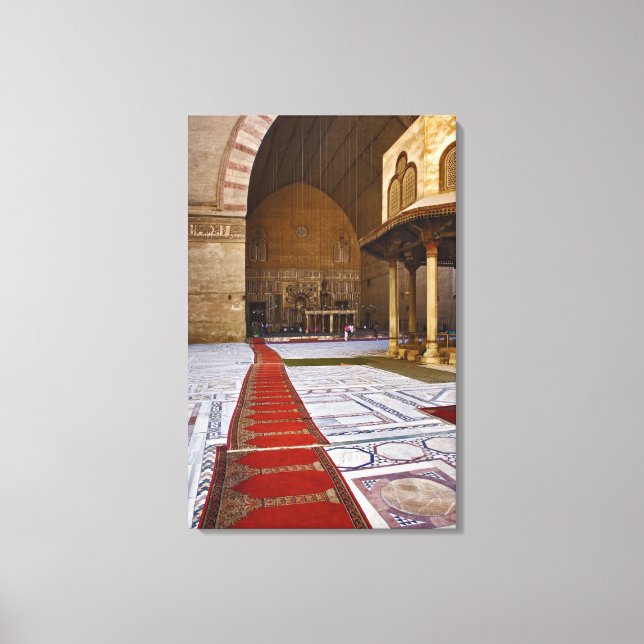 Prayer rugs leading into Islamic mosque, Cairo, Canvas Print (Front)