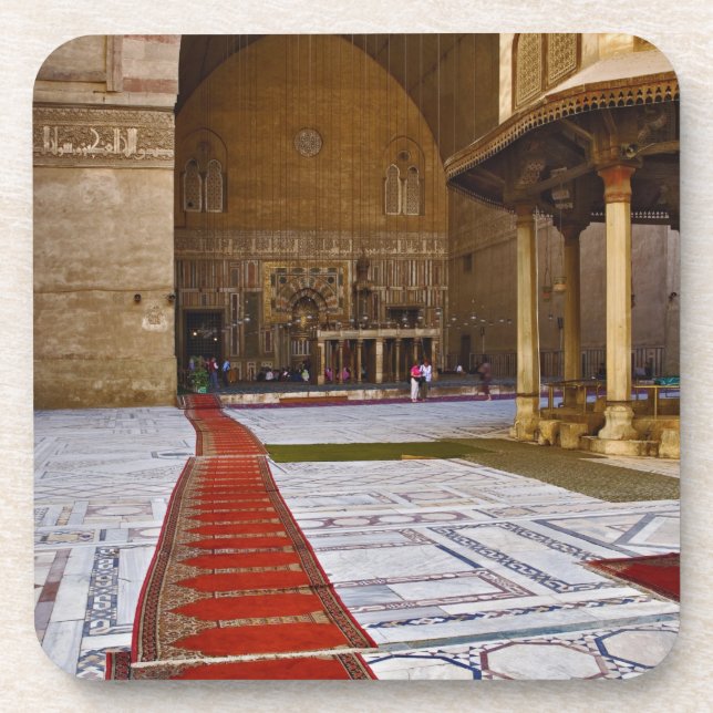 Prayer rugs leading into Islamic mosque, Cairo, Drink Coaster (Front)