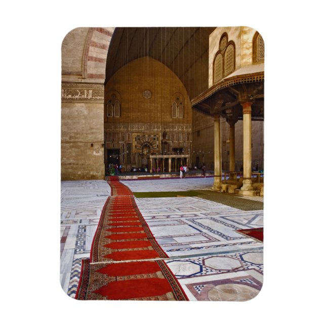 Prayer rugs leading into Islamic mosque, Cairo, Magnet (Vertical)