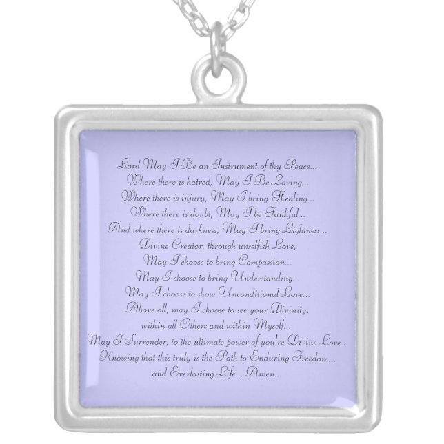 Prayer Saint Francis Silver Plated Necklace (Front)