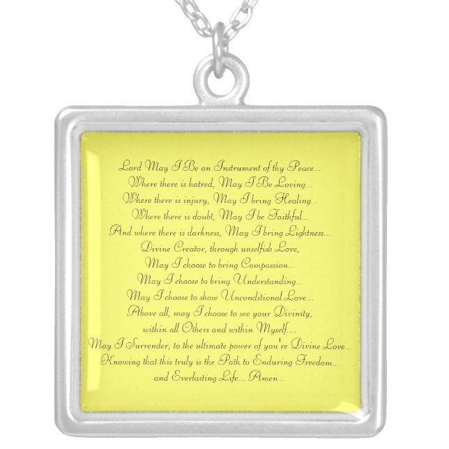 Prayer Saint Francis Silver Plated Necklace (Front)