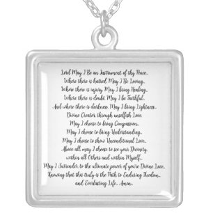 Prayer Saint Francis Silver Plated Necklace