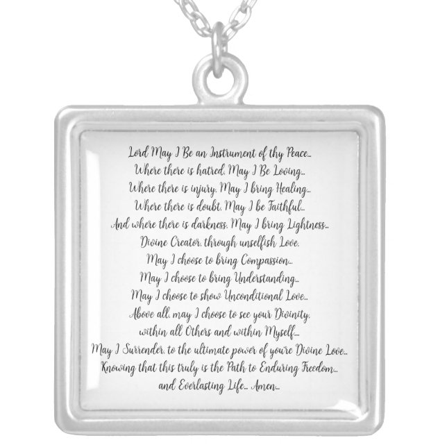 Prayer Saint Francis Silver Plated Necklace (Front)