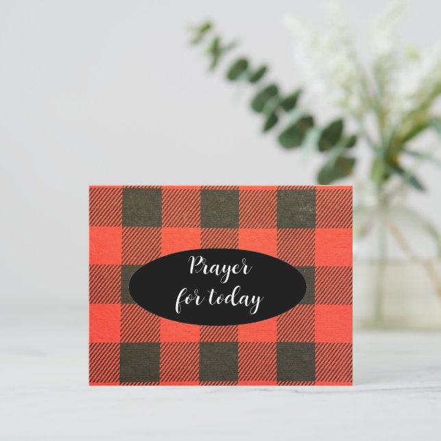 Prayer Scripture for Today Buffalo Plaid Postcard (Standing Front)