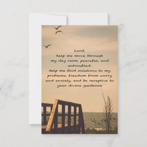 Prayer Serenity Peace Guidance Sunny Seascape Thank You Card