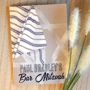 Prayer Shawl Tallit Blue Silver Star of David Invitation