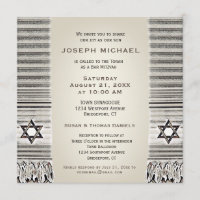 Prayer Shawl Tan Bar Mitzvah Invitation