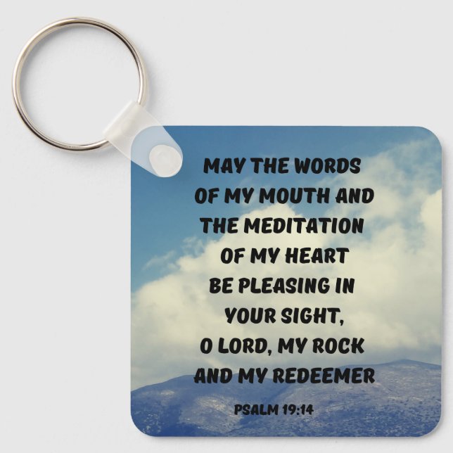 Prayer To Alway Please God Psalm 19:14 Bible Verse Keychain (Front)