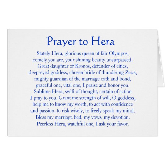 Prayer to Hera Cards (Front Horizontal)