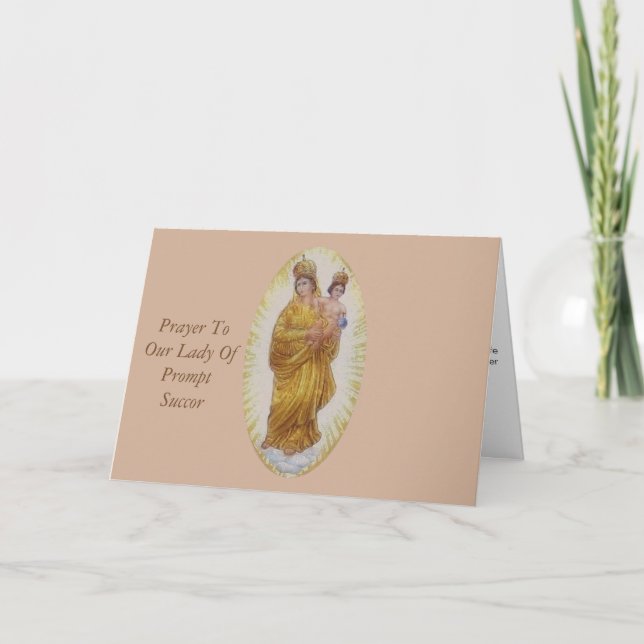 Prayer To Our Lady Of Prompt Succor Announcement (Front)