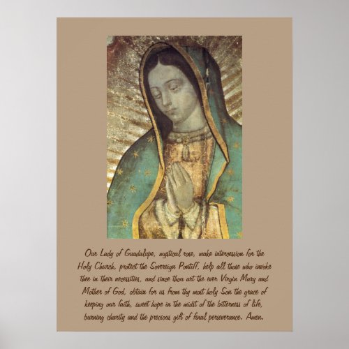 Prayer To Our Mother Of Guadalupe Poster