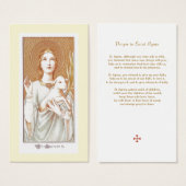 Prayer to Saint Agnes Holy Card (Front & Back)