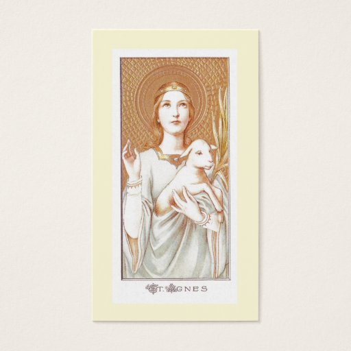 Customizable Prayer to Saint Agnes Holy Card Business Card Template