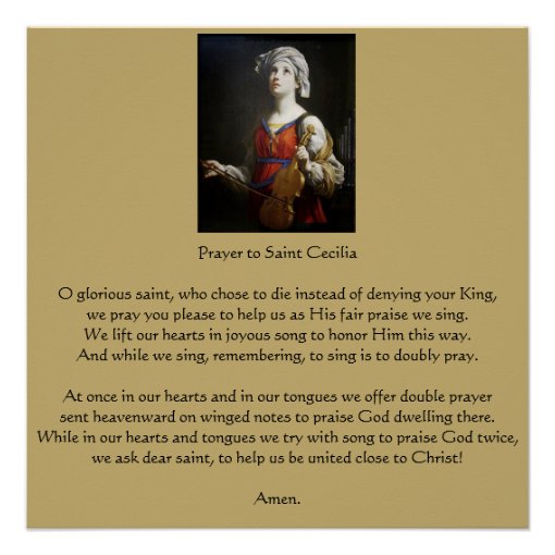 Prayer to Saint Cecilia Poster | Zazzle