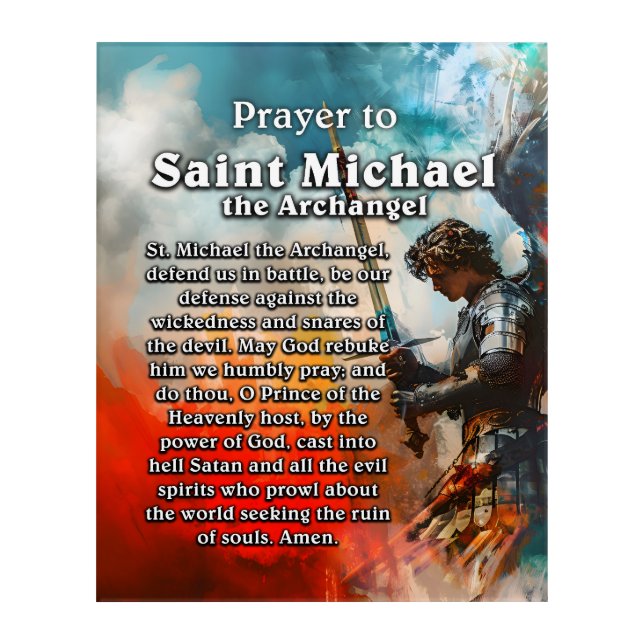 Prayer to Saint Michael the Archangel  Acrylic Print (Front)