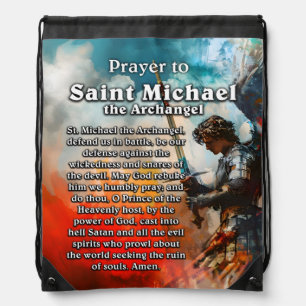 Prayer to Saint Michael the Archangel Drawstring Bag