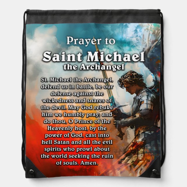 Prayer to Saint Michael the Archangel Drawstring Bag (Front)