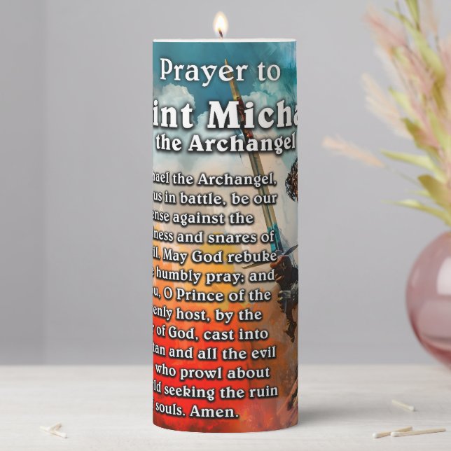 Prayer to Saint Michael the Archangel Pillar Candle (In Situ)