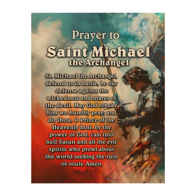 Prayer to Saint Michael the Archangel  Wood Wall Art (Front)