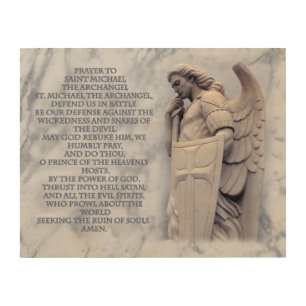PRAYER TO SAINT MICHAEL THE ARCHANGEL WOOD WALL DECOR