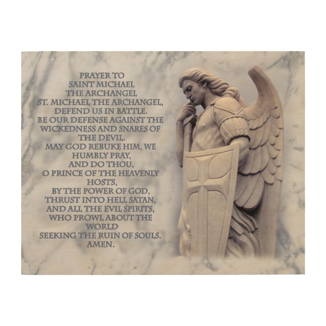 PRAYER TO SAINT MICHAEL THE ARCHANGEL WOOD WALL DECOR (Front)