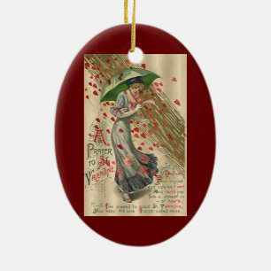 Prayer to Saint Valentine, Vintage Victorian Lady Ceramic Ornament