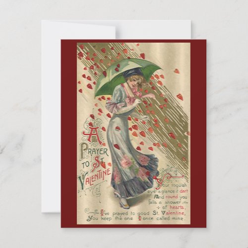 Prayer to Saint Valentine Vintage Victorian Lady Holiday Card