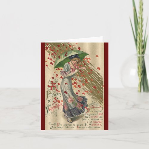 Prayer to Saint Valentine Vintage Victorian Lady Holiday Card