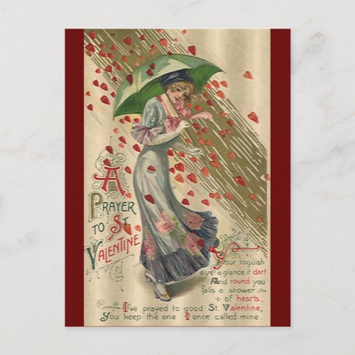 Prayer to Saint Valentine Vintage Victorian Lady Holiday Postcard