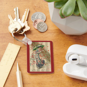 Prayer to Saint Valentine, Vintage Victorian Lady Keychain