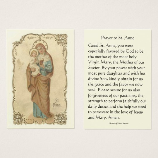 Prayer to St. Anne holding Virgin Mary Holy Card | Zazzle.com