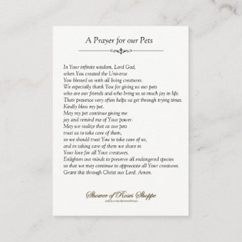 Prayer To St. Francis Of Assisi For Pets Holy Card | Zazzle