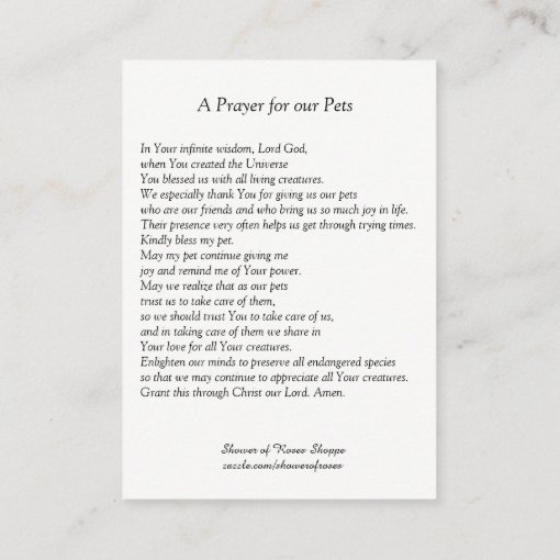 Prayer to St. Francis of Assisi for Pets Holy Card Zazzle