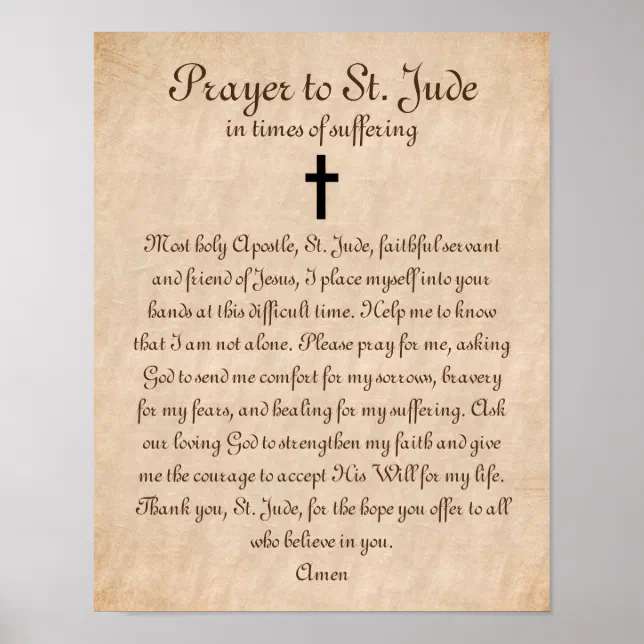 Prayer to St. Jude for Healing and Strength Poster Zazzle