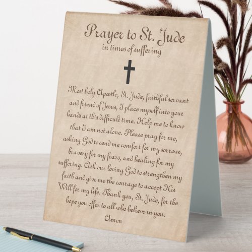 Prayer to St Jude for Healing and Strength Table Tent Sign