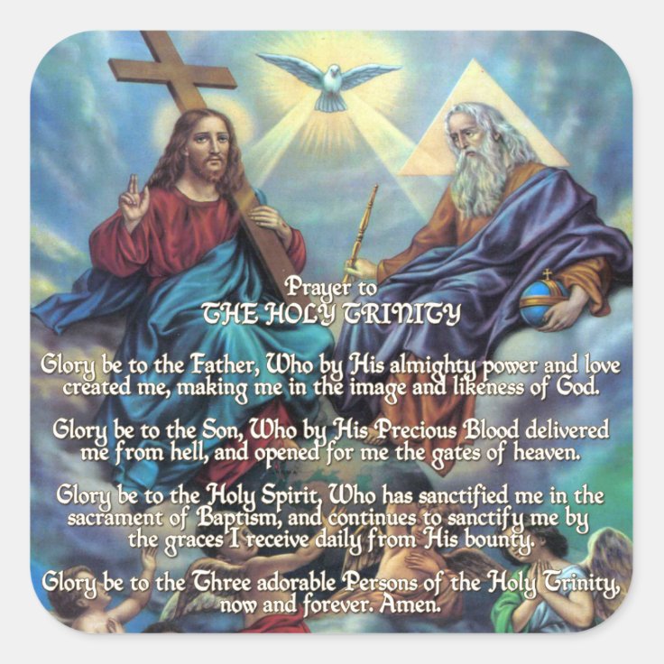 Prayer to THE HOLY TRINITY Square Sticker | Zazzle