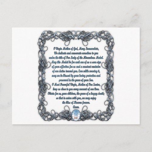 Prayer to the Miraculous Medal Postcard