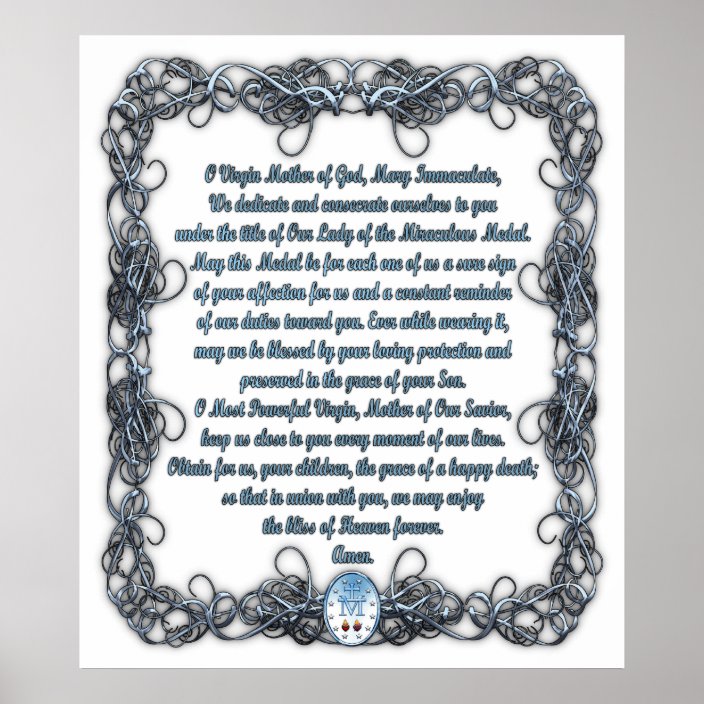 Prayer to the Miraculous Medal Poster | Zazzle.com