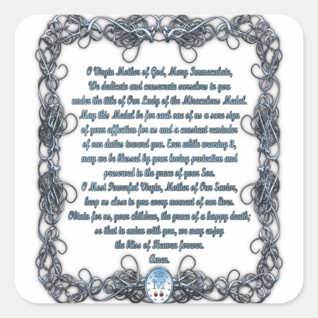 Prayer to the Miraculous Medal Square Sticker (Front)