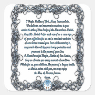 Prayer to the Miraculous Medal Square Sticker