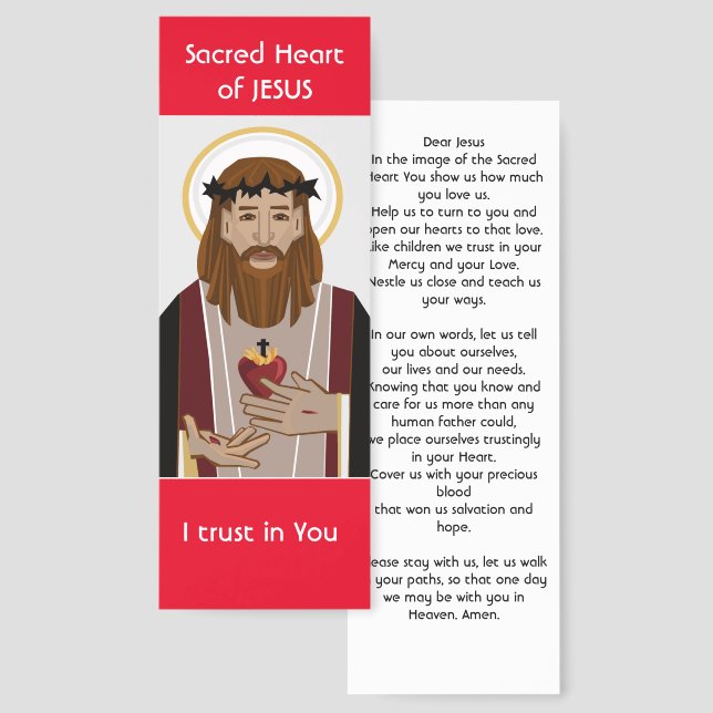 Prayer to the Sacred Heart of Jesus Bookmark (Front & Back)