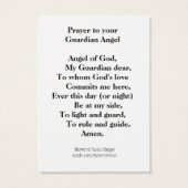 Prayer to Your Guardian Angel Holy Card (Back)