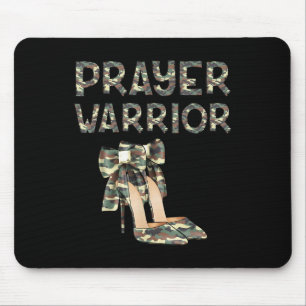 Prayer Warrior Camo High Heels Bow Faith God Jesus Mouse Pad