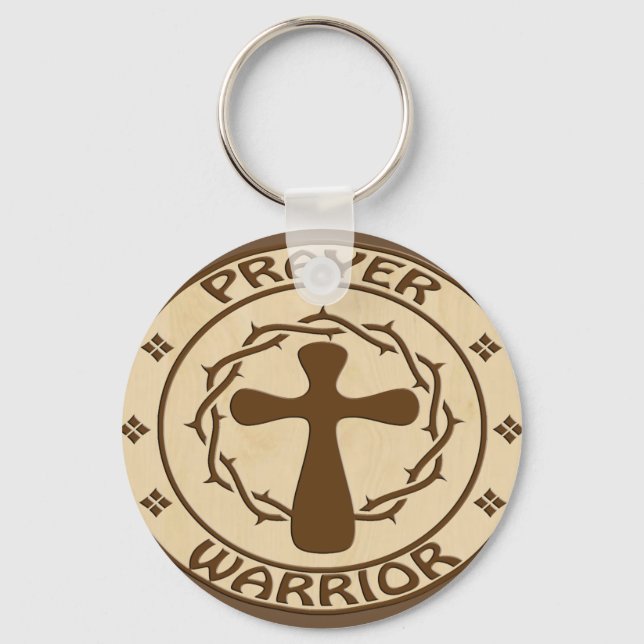 PRAYER WARRIOR CHRISTIAN GEAR KEYCHAIN (Front)