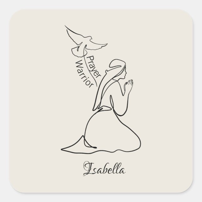 Prayer Warrior Design & Customize Name  Square Sticker (Front)