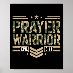 Prayer Warrior Jesus Christian Men Armor Of God So Poster