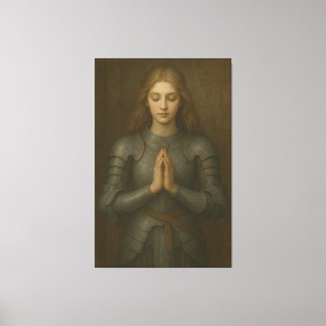 Prayer Warrior Maiden 02 – Serene Holy Armor Knigh Canvas Print (Front)