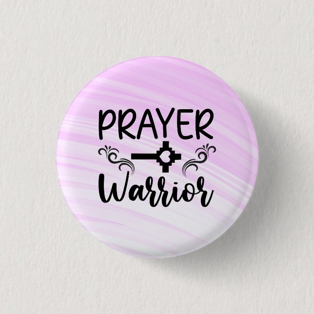 Prayer Warrior Pink Gradient Background Button (Front)